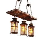 Hanglamp Vintage Hangende Verlichting Eetkamer Kroonluchter Binnen Retro Industriële Hangende Lamp Van Hout Metaal Glazen Lampenkap E27 Plafondverlichting Bar Hoogte Verstelbaar P