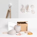 Wandvazen -Ellie- | Hangende keramische bloempotten 2-delig | wanddecoratie voor kamer, balkon en tuin | lichtgrijs (mat)