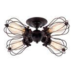 Vintage plafondlamp, industriële inrichting, verstelbaar stopcontact, metaaldraadkooi, halfsluitende montage, rustieke plafond, lichtmetalen lamp (zonder gloeilamp) (met 4 lampen)