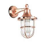 Outdoor wandlamp messing glas in koper IP64 binnenplaats huis H: 27 cm E27 max. 20 W lantaarn maritiem nostalgische wandlamp tuin Santorin