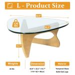 Skandinavischer Couchtisch, Wohnzimmertisch mit Platte aus Hartglas, Beistelltisch aus Holz, Kaffeetische, Schlafzimmer, Büro, Kaffee (Holz + transparent, 114 cm)