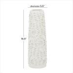 Keramische bloemen reliëf vaas, 6" x 6" x 17", wit