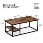 Salontafel, woonkamertafel, salontafel met stalen frame en planken, industrieel design, Scandinavische stijl, eenvoudige montage, bijzettafel, vintage bruin