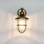 Santorin Buitenwandlamp, messing, glas, helder, IP64, balkon, terras, diameter: 22 cm, E27 tot 20 W, maritieme lantaarn, rustieke outdoor wandlamp