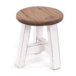 Rustieke houten KRUK Bern | 23x20x20 cm (HxBxD), gerecycled hout, massief | decoratieve bijzettafel, plantenkruk, krukje | Kleur: 06 wit landhuis