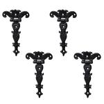 4 stuks klassieke decoratieve T-, 3,2 inch zware zinklegering T-riem antieke schuurdeur met schroeven (zwart)