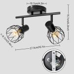 E14 Plafondspot 2 Lampen, e14 led vintage Spot light 350 ° Draaibare plafondspot, Metalen LED plafondlamp zwart voor Binnen Hal Woonkamer Winkel Slaapkamer keuken