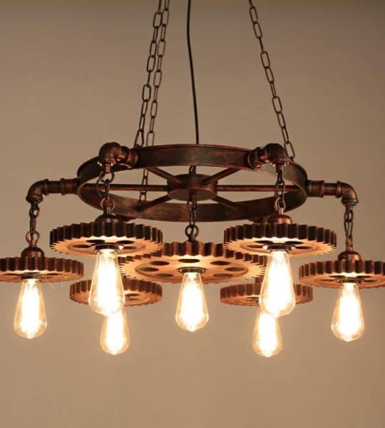 Edison Woonkamer Hanglampen E27 Hanglamp Industriële Kroonluchter Smeedijzeren Retro Drop Lights Vintage HangLicht Slaapkamer Keuken Decoratie Hanglamp 7 Licht