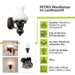 Wandlamp glas hout metaal in zwart bruin wit woonkamer slaapkamer B: 14 cm E27 origineel rustiek landhuis wandlamp hal PETRONEL