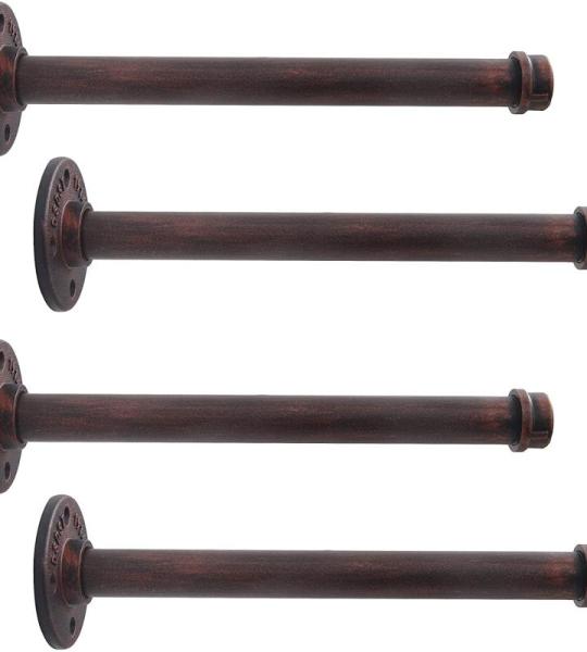 Regal Halterung, 4-Pack schwimmende Regal Halterung Rustikale Wand montiert, industrielle Rohr Regal Regal Heavy Duty Support Hardware für Holz (8",Bronze)