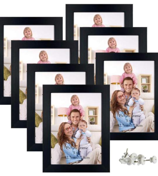 7 stuks fotolijsten set 13x18 cm voor 18x13 foto's en foto's, zwarte fotolijst collage, wand- of tafelstandaard - cadeau vriend