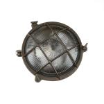 SERIFOS Buitenwandlamp messing glas in zwart antiek IP64 tuin balkon B: 21 cm E27 rustiek maritiem rooster ronde wandlamp Outdoor SERIFOS