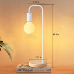 Industriële tafellamp voor slaapkamer, volledig dimbare moderne bedlampjes met 2700 K warme gloeilamp voor kinderen, lezen, minimalistische bedlampjes voor kantoor (wit)