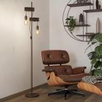 Vloerlamp Townshend 4, 2-lichts staande lamp in vintage en industrieel design, staanlamp voor woonkamer, metaal in antiek bruin, met schakelaar, E27 fitting