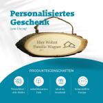 Deurbordje met gravure - naam + spreuk + motief mogelijk - van hout met koord, welkomstbordje, familiebordje, gepersonaliseerd houten bordje als decoratie of cadeau-idee