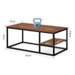 Salontafel, woonkamertafel, salontafel met stalen frame en planken, industrieel design, Scandinavische stijl, eenvoudige montage, bijzettafel van hout, walnootkleur