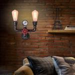 Waterpijp wandkandelaar waterleiding vintage retro wandlamp nostalgische wandlamp industriële wind creatieve E27 x 2 rustieke wandverlichting restaurant bar café wandlamp gang ke