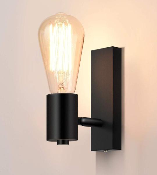 Wandlamp voor binnen, zwart, retro, E27, draaibaar, vintage wandspot, wandspot, rustieke industriële lamp, industriële wandverlichting voor woonkamer, slaapkamer, eetkamer, kinde