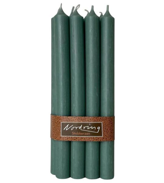 8 stuks rustieke staafkaarsen 2,2 cm x 25 cm hoog mosgroen