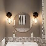 Industriële wandkandelaar, vintage verlichting, verstelbare wandlamp, rustieke draad, metaal, kooi, wandlamp, Edison-stijl, antieke lamp, verandaallamp (zonder gloeilamp) (brons)