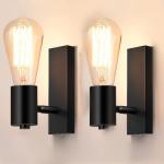 2 stuks zwarte wandlampen binnen draaibare wandverlichting E27 wandspot rustieke industriële lamp vintage retro voor woonkamer slaapkamer eetkamer kinderkamer