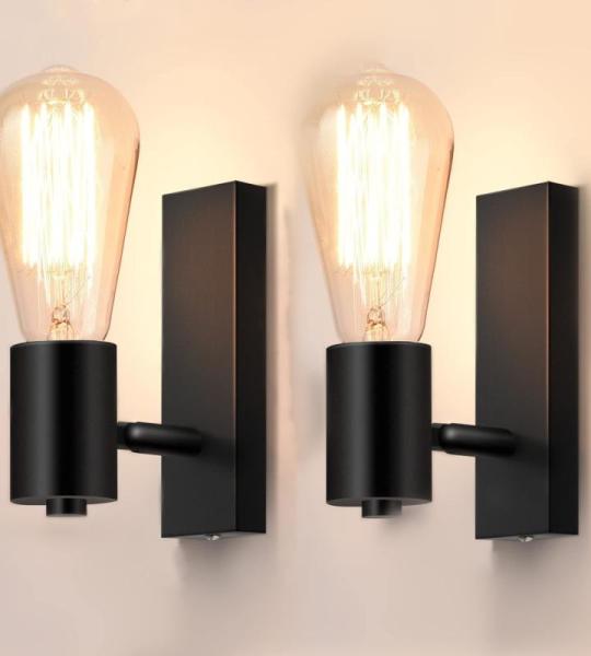 2 stuks zwarte wandlampen binnen draaibare wandverlichting E27 wandspot rustieke industriële lamp vintage retro voor woonkamer slaapkamer eetkamer kinderkamer