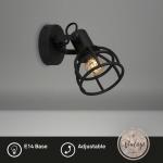 - Wandlamp retro met traliekap, 1-lamps wandlamp vintage, E14 fitting max. 25 watt, verstelbare lampenkap, rustieke wandlamp gemaakt van staal, zwart.