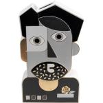 Design vaas abstract gentleman, zwart/wit/grijs, bloemenvaas, decoratievaas, pot voor bloemen, tafelvaas, 43 cm