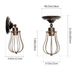 Industriële wandkandelaar, vintage verlichting, verstelbare wandlamp, rustieke draad, metaal, kooi, wandlamp, Edison-stijl, antieke lamp, verandaallamp (zonder gloeilamp) (brons)