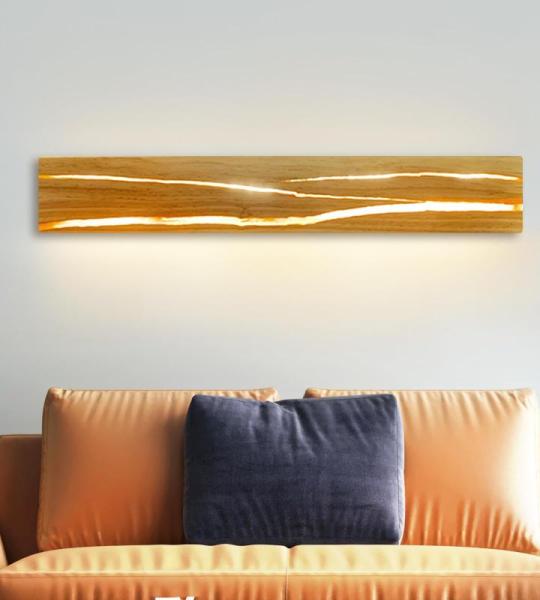 Wandlamp led-wandlamp voor binnen, moderne houten hallamp, 3000 K, warmwit, 50 cm, indirecte woonkamerlamp, 8 W, bedlamp, hal, trappenhuis, wandverlichting voor hal, trappenhuis, w