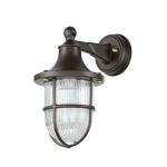 Wandlamp buiten messing glas in roestbruin antiek IP64 binnenplaats balkon B: 14 cm E27 maritiem geribbelde lantaarn buitenlamp tuin SANTORIN