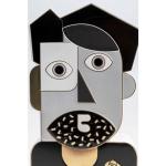 Design vaas abstract gentleman, zwart/wit/grijs, bloemenvaas, decoratievaas, pot voor bloemen, tafelvaas, 43 cm