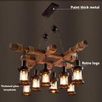 E27 Henneptouw Hanglamp Retro Hanglicht Loft Houten Kroonluchter Industrieel Metaal Drop Lights Internet Cafe Hanglampen Verstelbare hoogte Restaurantverlichting Retro 8 Lamp