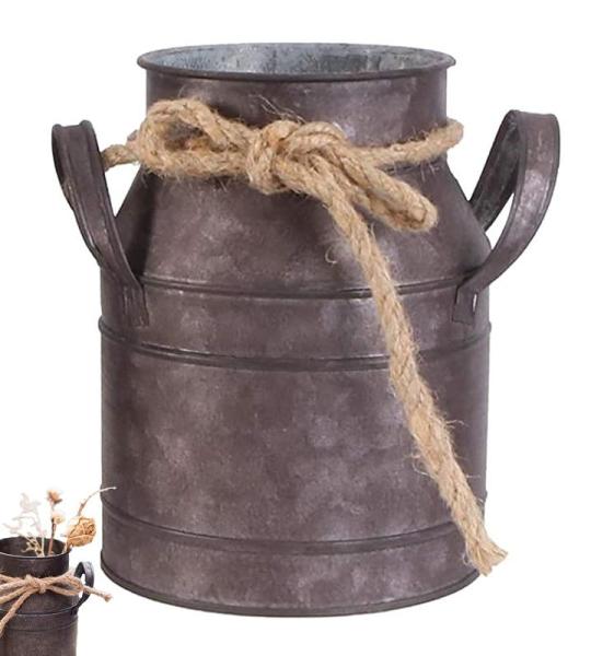 Rustieke Vaas Franse Stijl Primitieve Vaas Shabby Chic Metalen Bloemenvaas Gegalvaniseerd Metalen Melkkan Vaas Met Handvatten Shabby Plant Pot Vintage Bloemen Vaas Decoratieve Rust