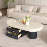 Luxe moderne minimalistische salontafel met opbergplank voor woonkamer klein formaat (100x60x40cm)