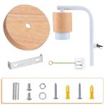 2 stuks vintage wandlampen voor binnen, industriële wandverlichting, E27, retro lamp van metaal en hout, vintage wandlamp voor woonkamer, eetkamer, slaapkamer, hal, keuken, wit