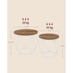 Salontafel rond, set van 2, woonkamertafel, bijzettafel, modern, afneembaar tafelblad, voor woonkamer, honingbruin-wolkenwit LET040K41