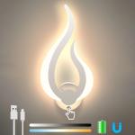 Draadloze LED wandlamp op batterijen dimbaar wandlamp magnetisch met aanraakschakelaar 3 kleurtemperaturen voor woonkamer slaapkamer gang oplaadbare wandlampen, wit