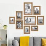 Fotolijstset hout eiken-look, 9-delige frameset echt houten frame, rustiek, strandhuis, Made in Germany, echt glas, om op te hangen, extra accessoires - drijfhoutlook met een vleug