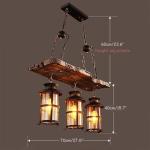 Vintage hanglamp E27 x 3 industriële hanglamp retro hout hanglamp zwart ijzer glas lampenkap in hoogte verstelbaar loft hanglamp binnen kroonluchter voor eetkamer woonkamer bar ca