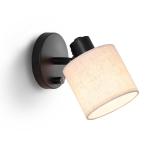 Wandlamp met schakelaar, dimbaar, vintage, stoffen wandlamp E27, retro lamp voor binnen met linnen lampenkap voor woonkamer slaapkamer