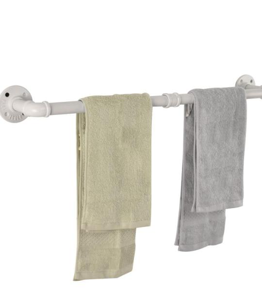 Rohr Handtuch Bar Wand befestigte industrielle Handtuch Rack Halter Rustikale Heavy Duty Badezimmer Hardware (24 inch, Weiß)