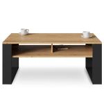 Artisan-salontafel, retro loftbank, open dubbele plank, glijpoten, ideaal voor koffiekransen, gelamineerde plaat, groot oppervlak, gegarandeerde stabiliteit.