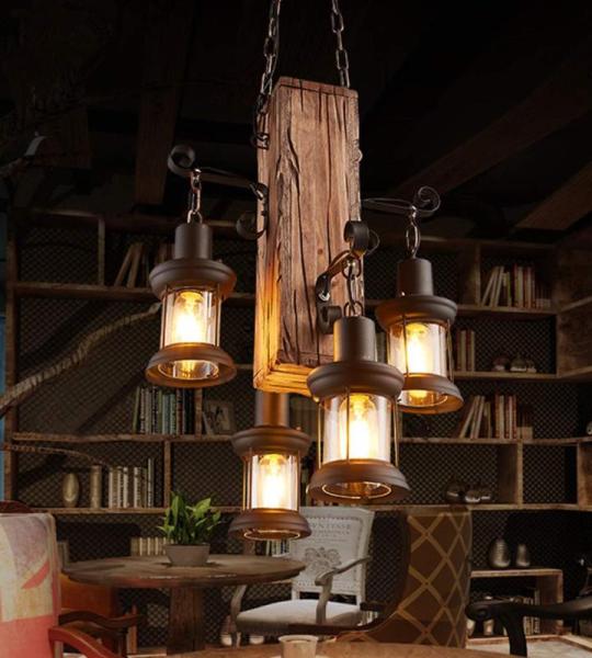 Hanglamp Vintage Hangende Verlichting Eetkamer Kroonluchter Binnen Retro Industriële Hangende Lamp Van Hout Metaal Glazen Lampenkap E27 Plafondverlichting Bar Hoogte Verstelbaar P