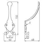 Garderobehaken - vintage kledinghaken | RUSTICA | 5 stuks wandhaken antiek messing hoogte: 150 mm | garderobehaken van metaal rustiek bruin | haken voor het schroeven wandhaken vin