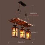 Vintage Hanglamp E27 Retro Houten Industriële Hanglamp Zwarte IJzeren Glazen Lampenkap In Hoogte Verstelbare Kroonluchter Indoor Loft voor Eetkamer Woonkamer Bar Café