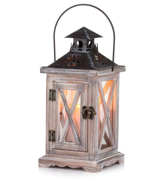 Lantaarn Kaarsenhouder Vintage Noodlijdende Houten Metalen Decoratieve Lantaarn voor Rustieke Bruiloft Centrumwerk Opknoping Lantaarn Boerderij Woondecoratie Binnen Buiten Lantaarn