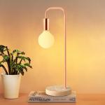 Industriële tafellamp voor slaapkamer, volledig dimbare moderne bedlampjes met 2700 K warme gloeilamp voor kinderen, lezen, minimalistische bedlampjes voor kantoor (roségoud)