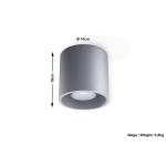 Orbis Downlight Plafondlamp met cilindrische kap, plafondlamp, woonkamer, eetkamer, lamp, keuken en hal, van aluminium in grijs, 10 x 10 x 10 cm