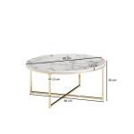 FineBuy Design salontafel Ø 80 cm marmerlook, woonkamertafel met metalen frame, ronde tafel woonkamer bijzettafel